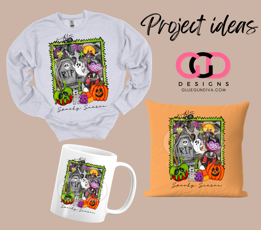 Spooky Season Colorful Characters- PNGs & SVGs