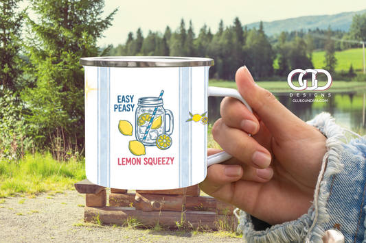 Easy Peasy Lemon - Digital wrap for 12 oz enamel camping mug