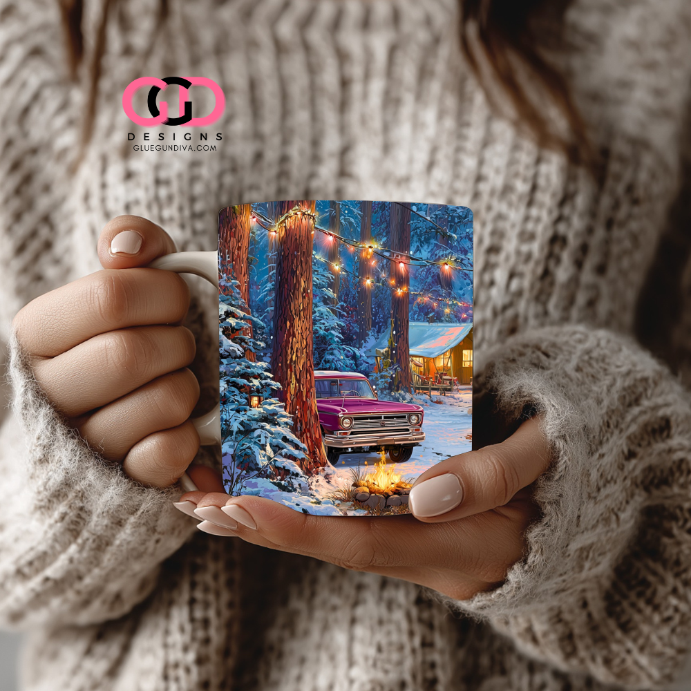 Christmas in the Woods - Digital mug wrap for 11 and 15 oz