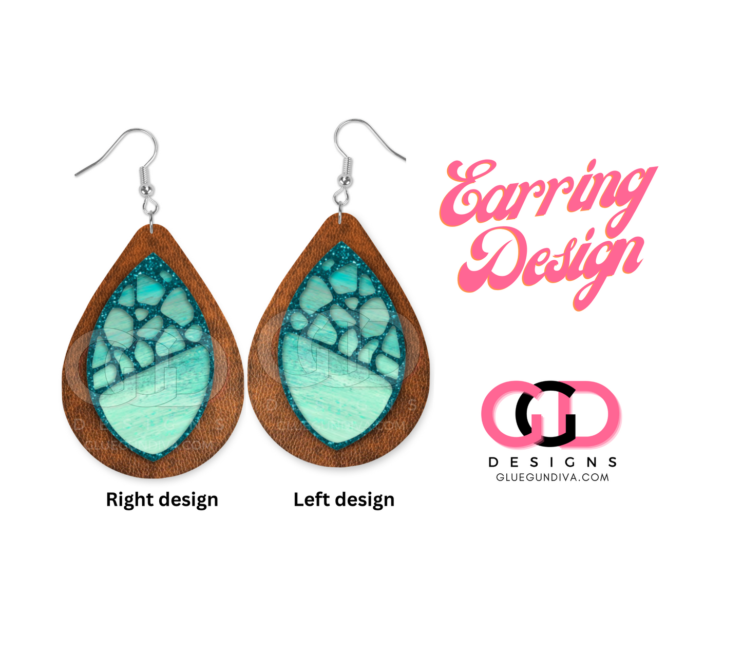 Teal and Leather right and left - Earring Design