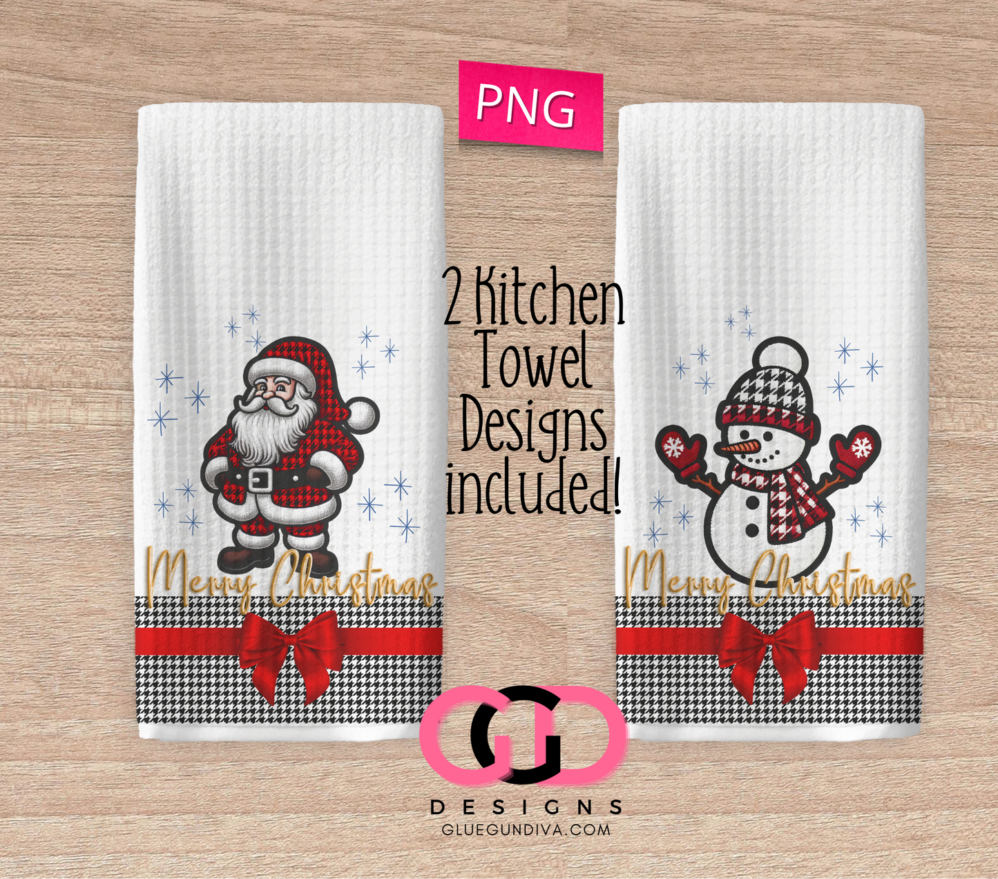Houndstooth Christmas Characters 2 images - Design for Kitchen Towel