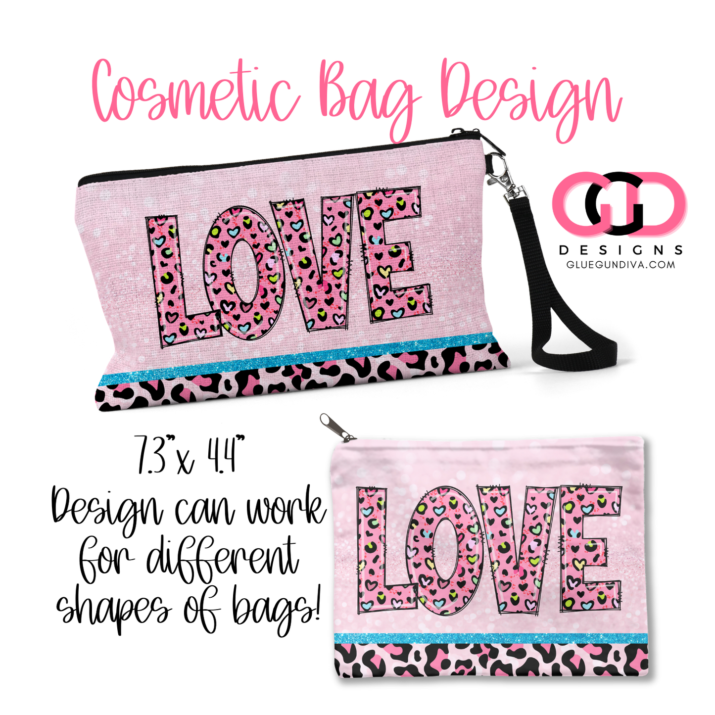 Love Color Leopard - Digital image for Cosmetic Bags