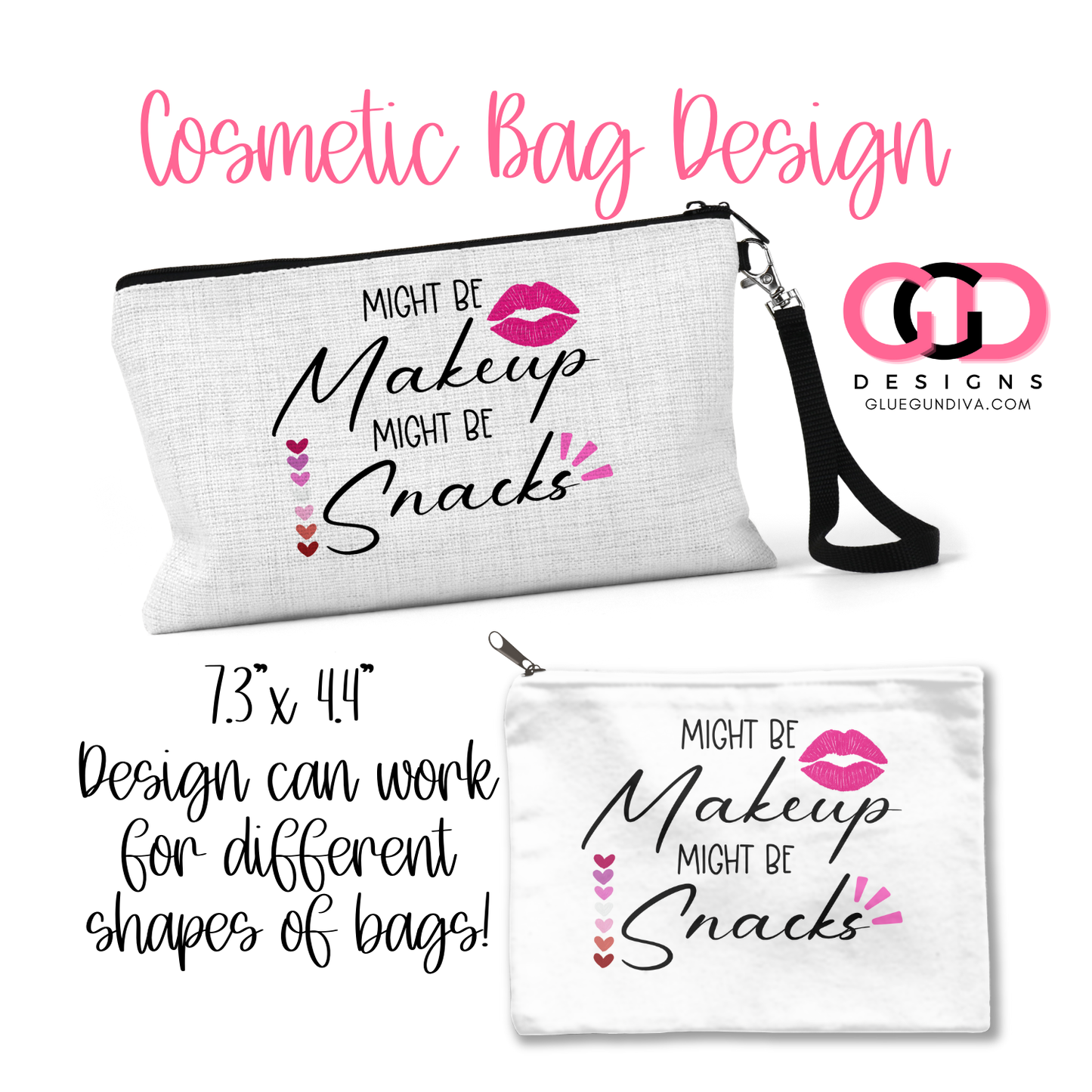 Might be Makeup Might be Snacks Hearts- Digital image for Cosmetic Bags