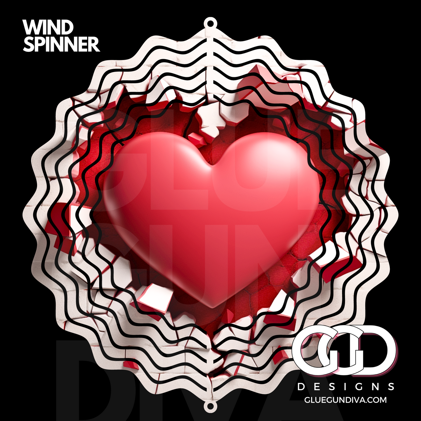 Valentine Heart- Digital image for an 8 Inch Wind Spinner