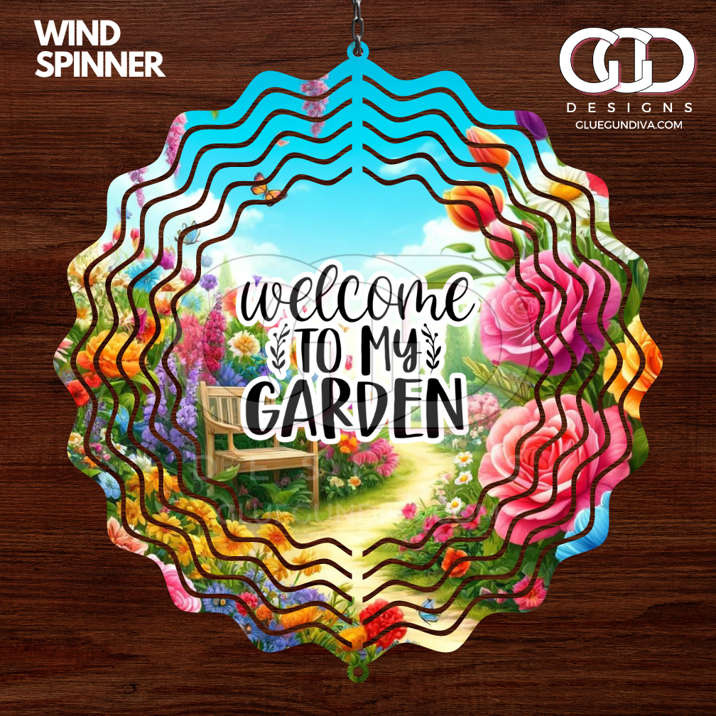 Beautiful Garden with free wind spinner - Digital tumbler wrap for 20 oz skinny straight tumbler