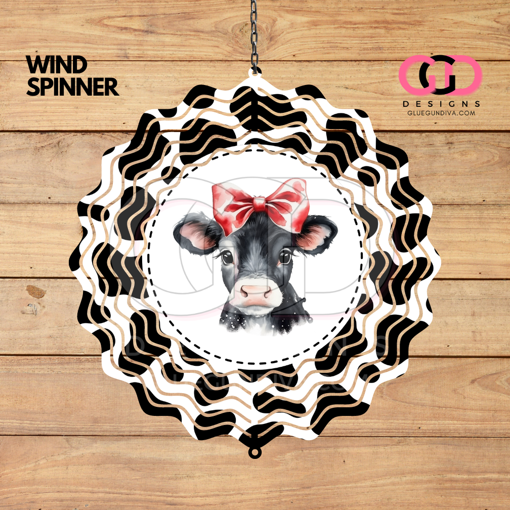 Cute black and white cow- Digital image for an 8 Inch Wind Spinner