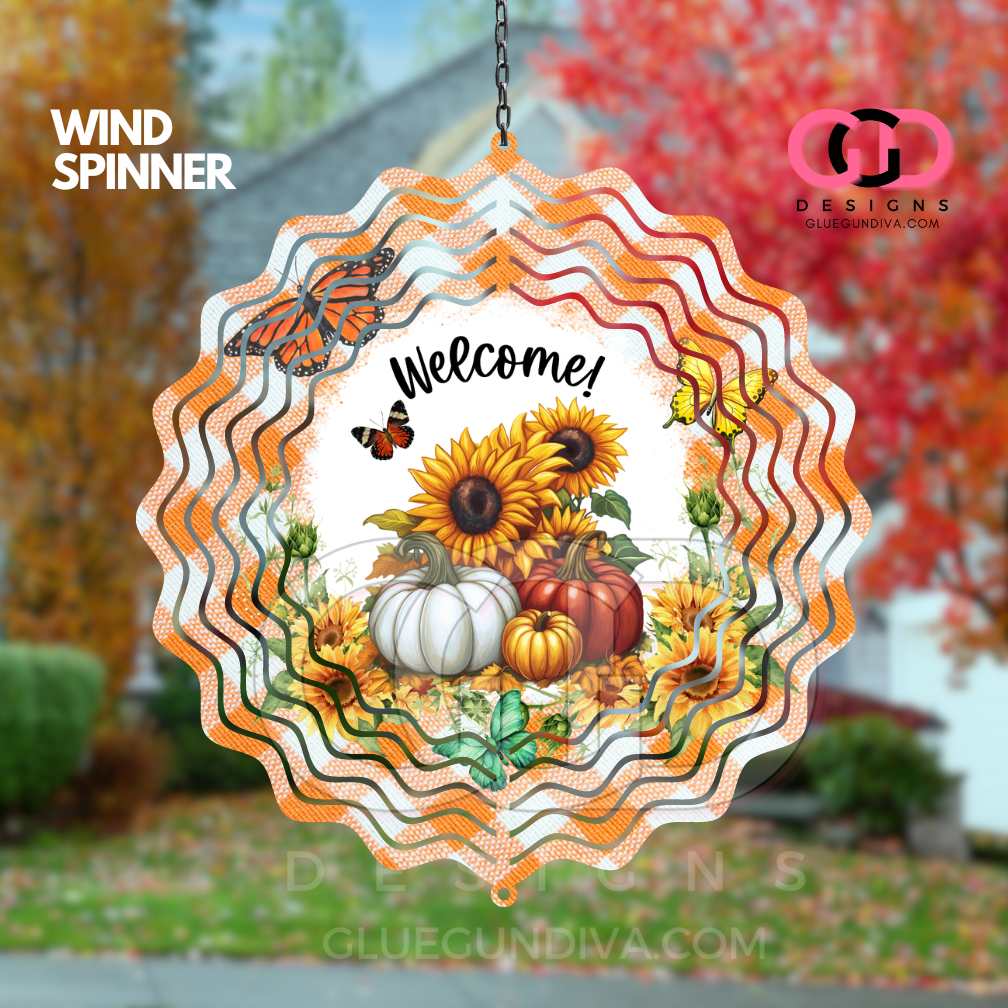 Welcome Fall Sunflowers- Digital image for an 8 Inch Wind Spinner