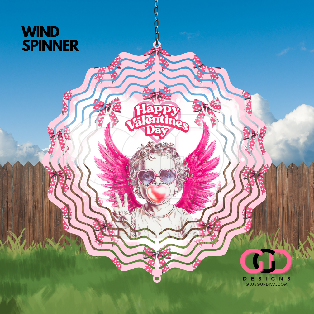 Cute Cupid with Bubble Gum- Digital image for an 8 Inch Wind Spinner
