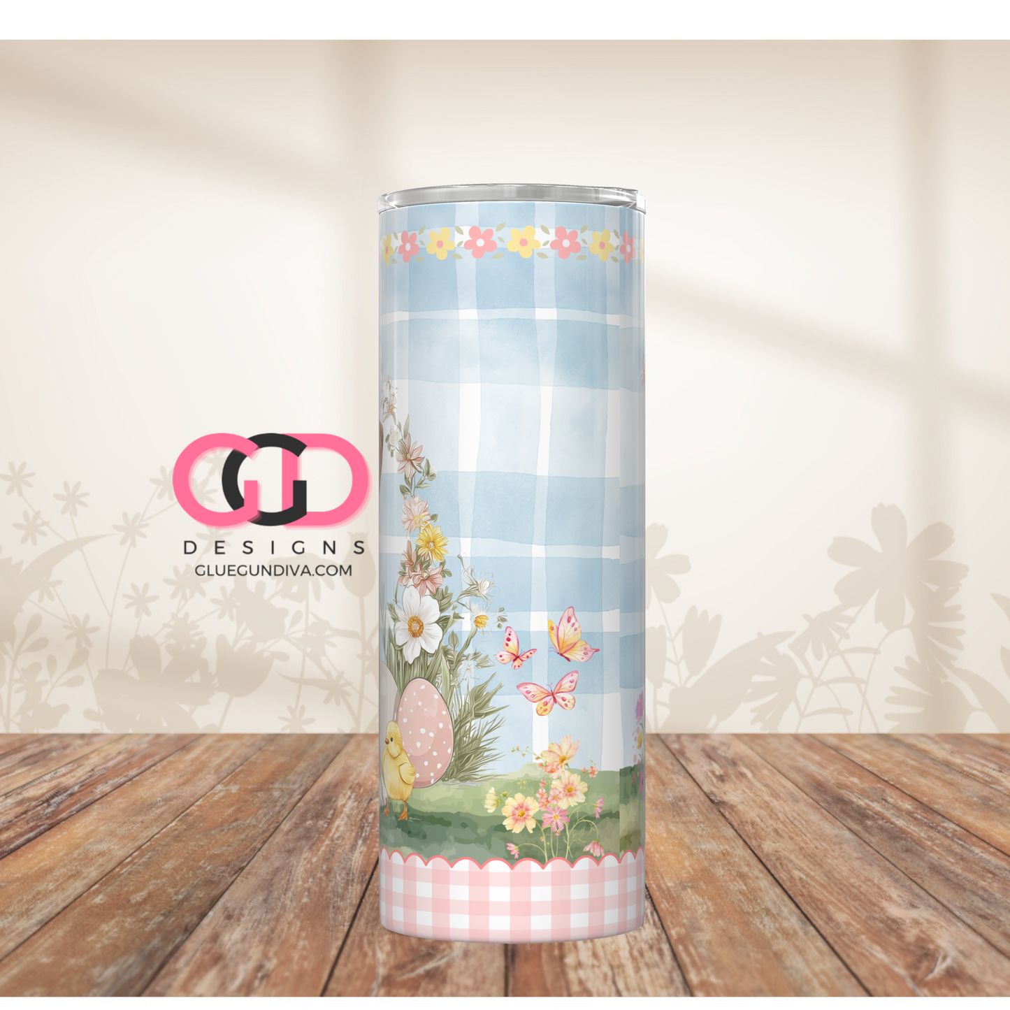 Boxer Easter Puppy - Digital tumbler wrap for 20 oz skinny straight tumbler