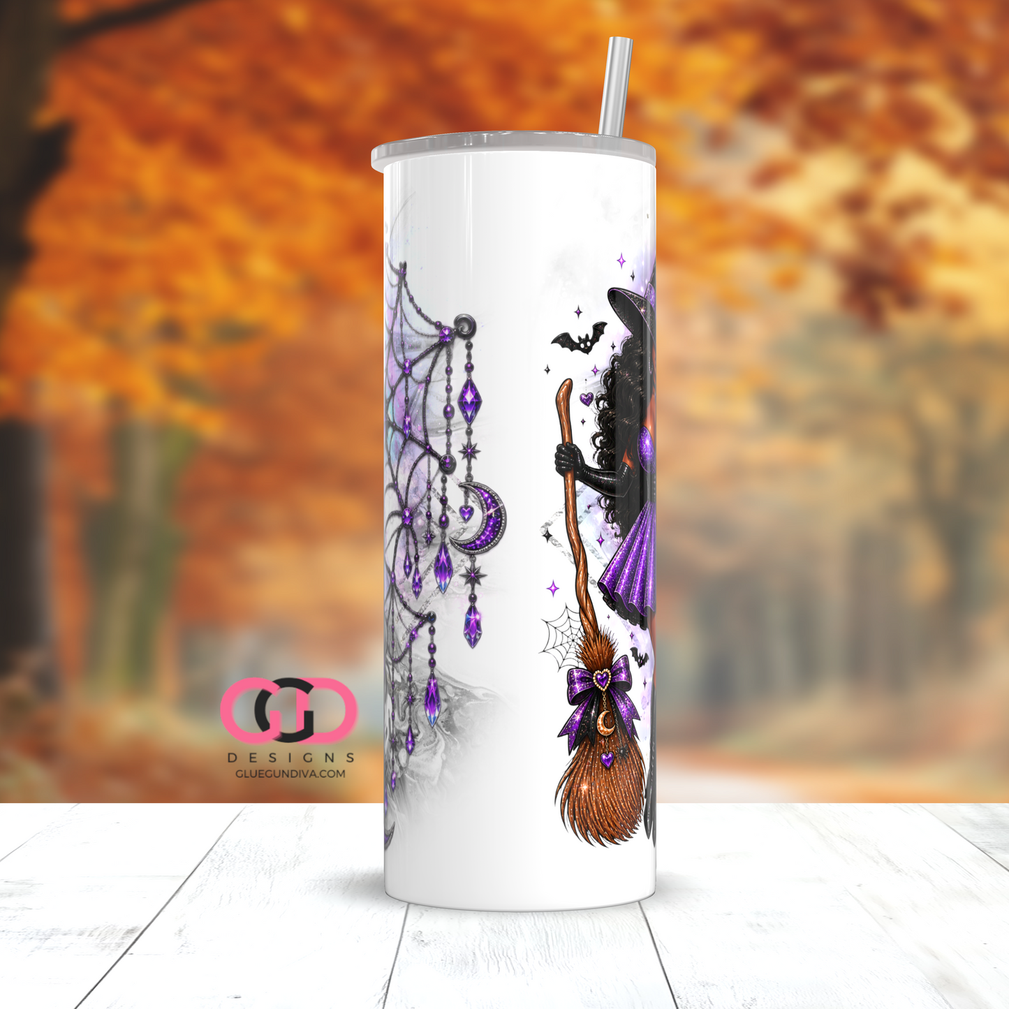 Not Today Mortals Black Hair - Digital tumbler wrap for 20 oz skinny straight tumbler
