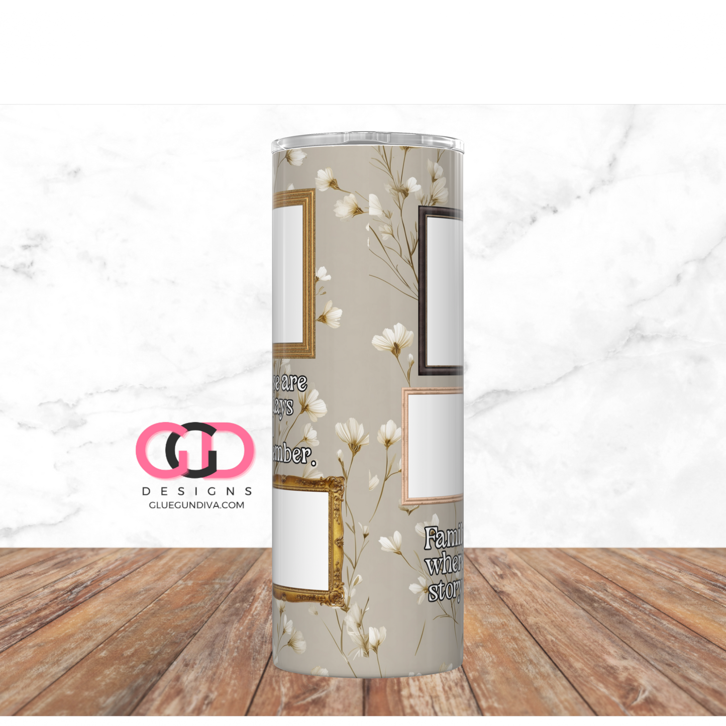 Family Portraits - Digital tumbler wrap for 20 oz skinny straight tumbler