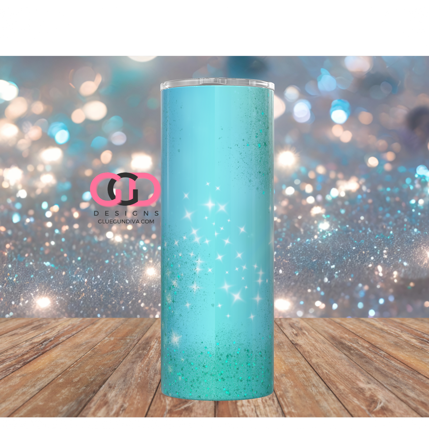 Green and Blue Glitter - Digital tumbler wrap for 20 oz skinny straight tumbler