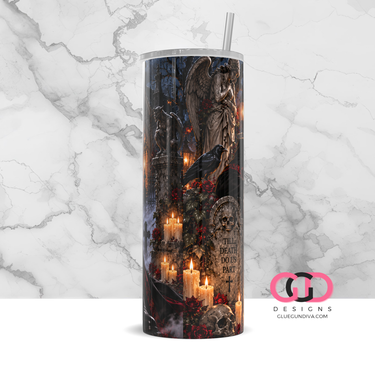Male Vampire - Digital tumbler wrap for 20 oz skinny straight tumbler