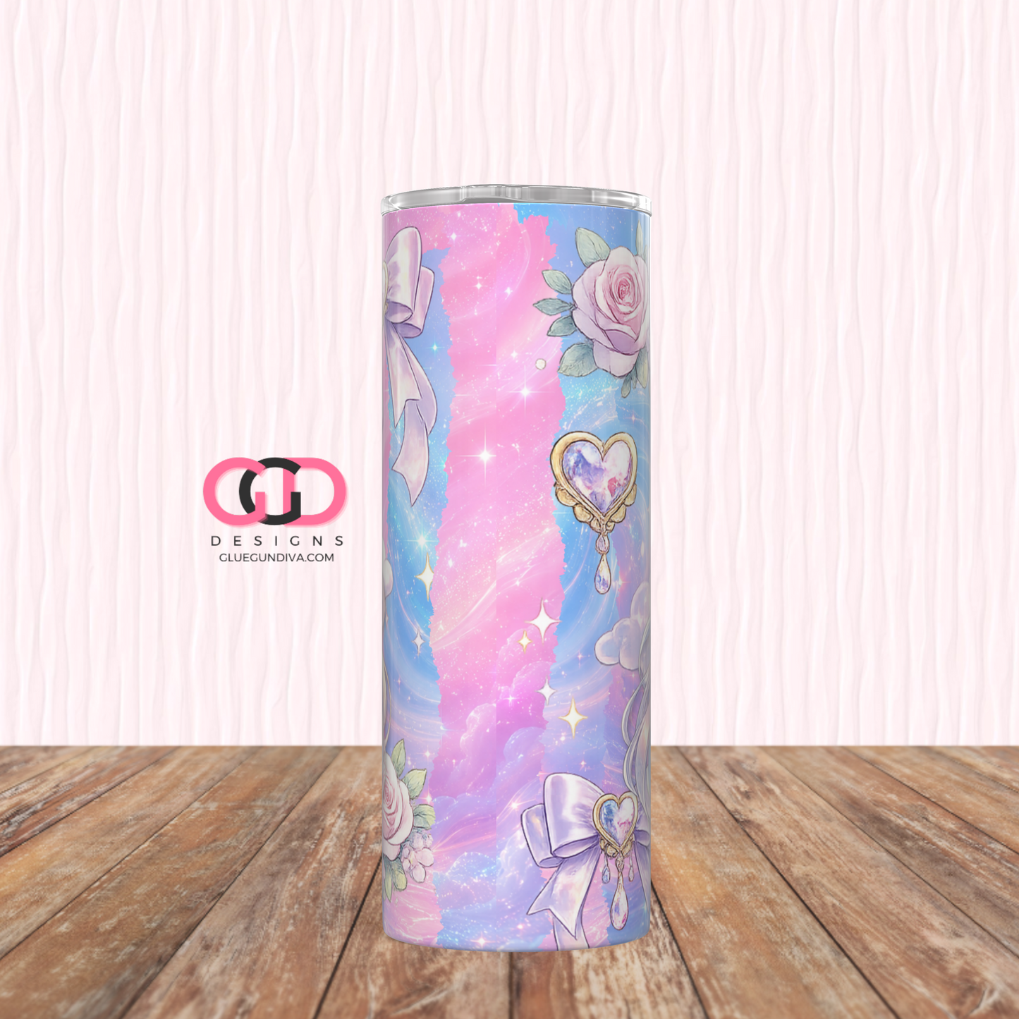 Unicorn Princess - Digital tumbler wrap for 20 oz skinny straight tumbler