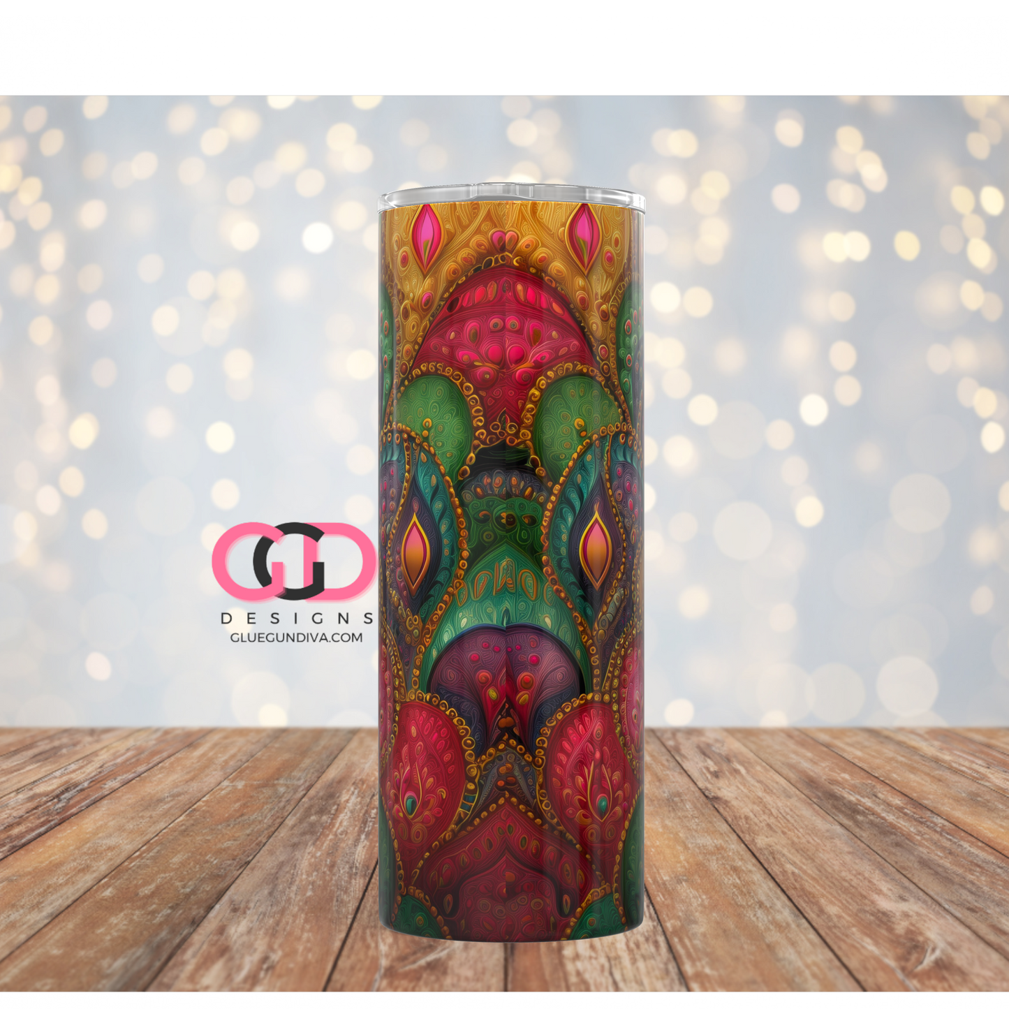 Indian Pattern - Digital tumbler wrap for 20 oz skinny straight tumbler