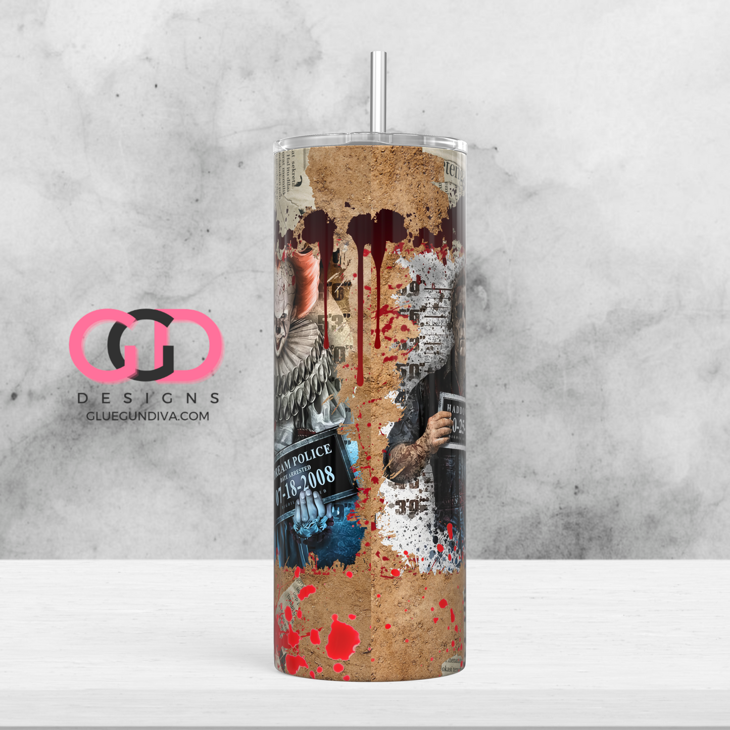Bloody Halloween News - Digital tumbler wrap for 20 oz skinny straight tumbler