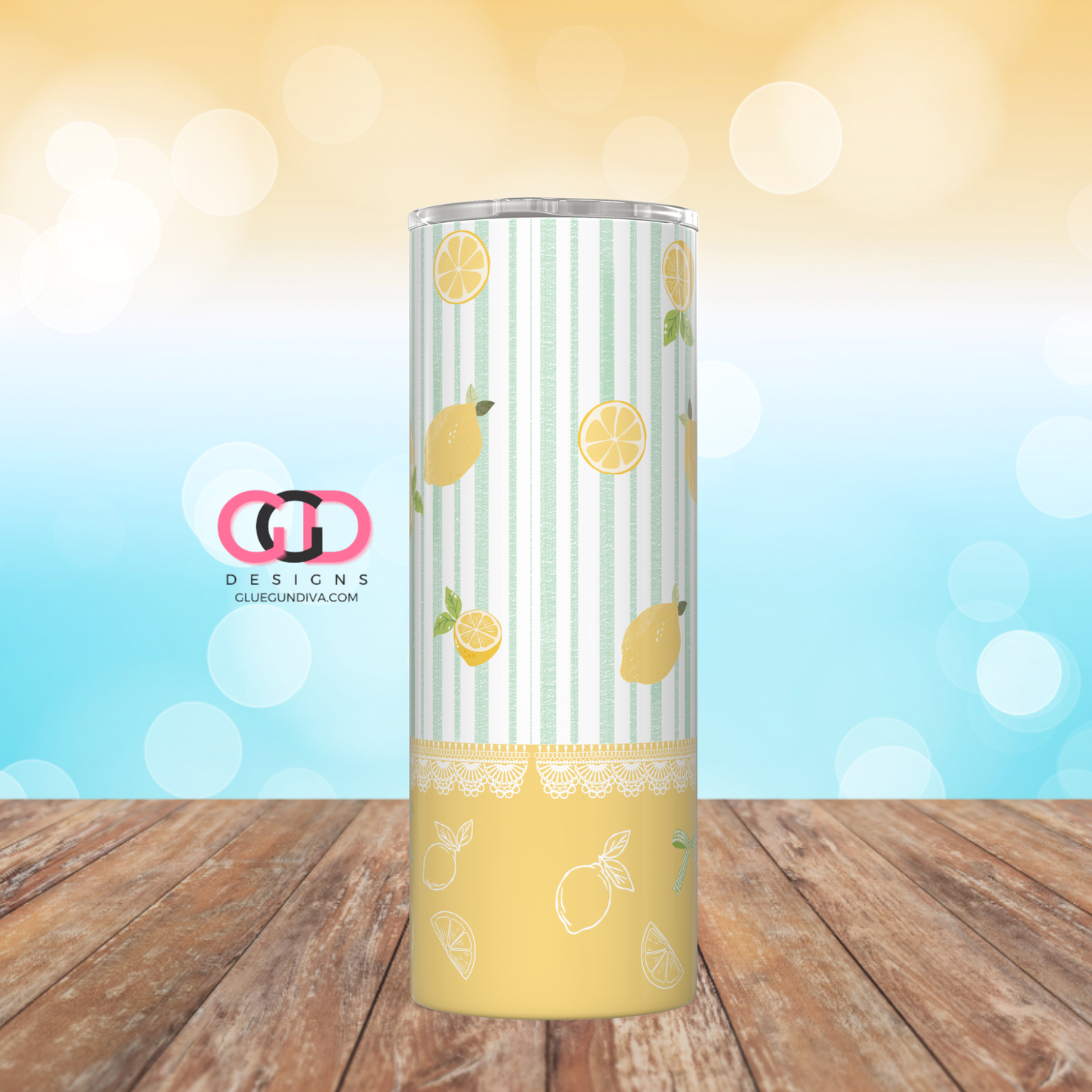 Easy Peasy Lemon Squeezy- Digital tumbler wrap for 20 oz skinny straight tumbler