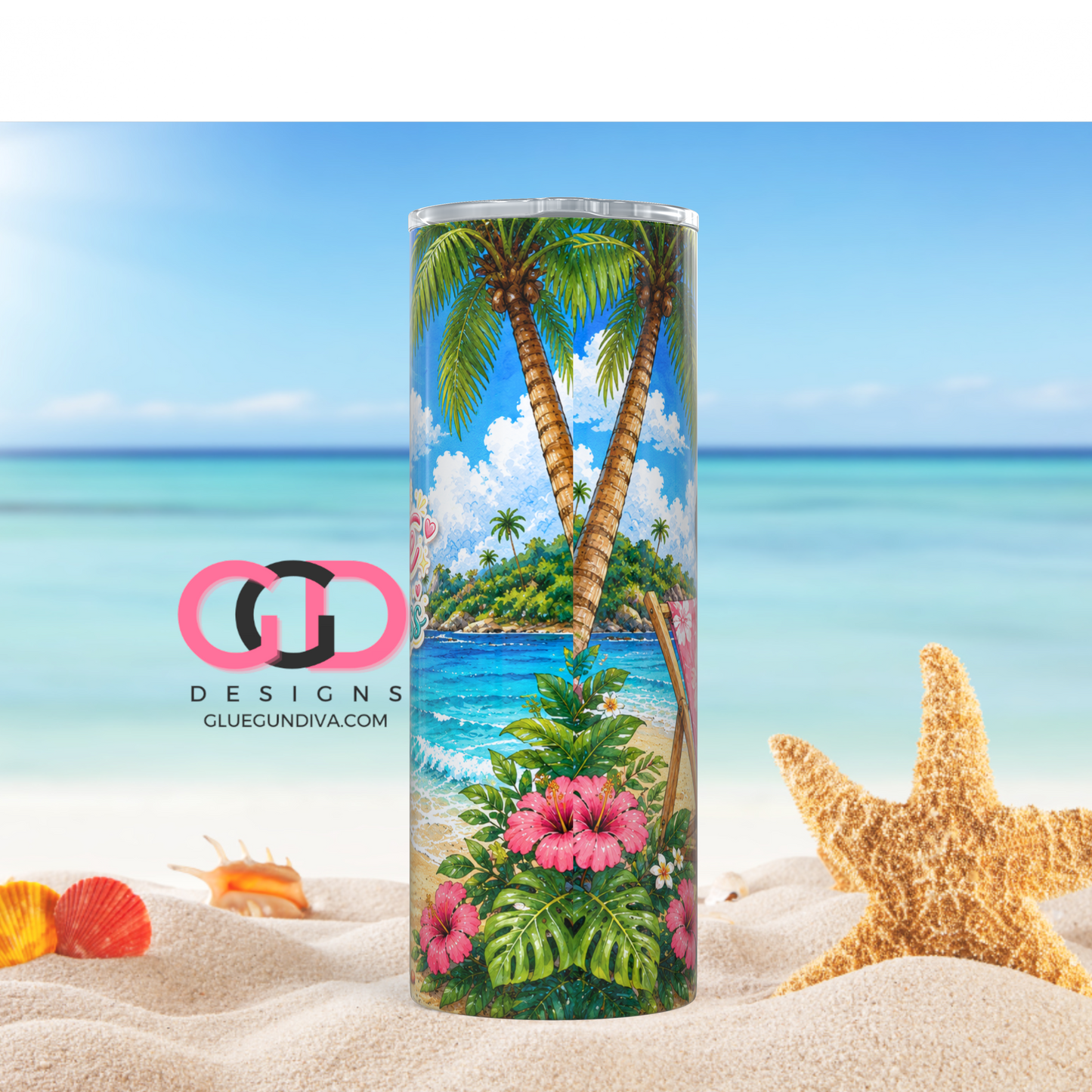 Too Cute To Stress - Digital tumbler wrap for 20 oz skinny straight tumbler