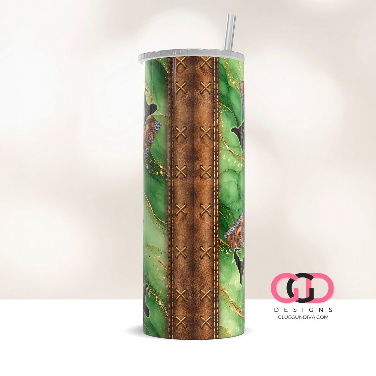The Witchcraft Manual Leather - Digital tumbler wrap for 20 oz skinny straight tumbler