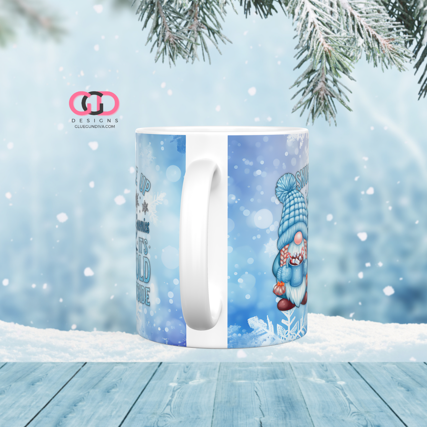 Snuggle Up Gnomies - Digital mug wrap for 11 and 15 oz