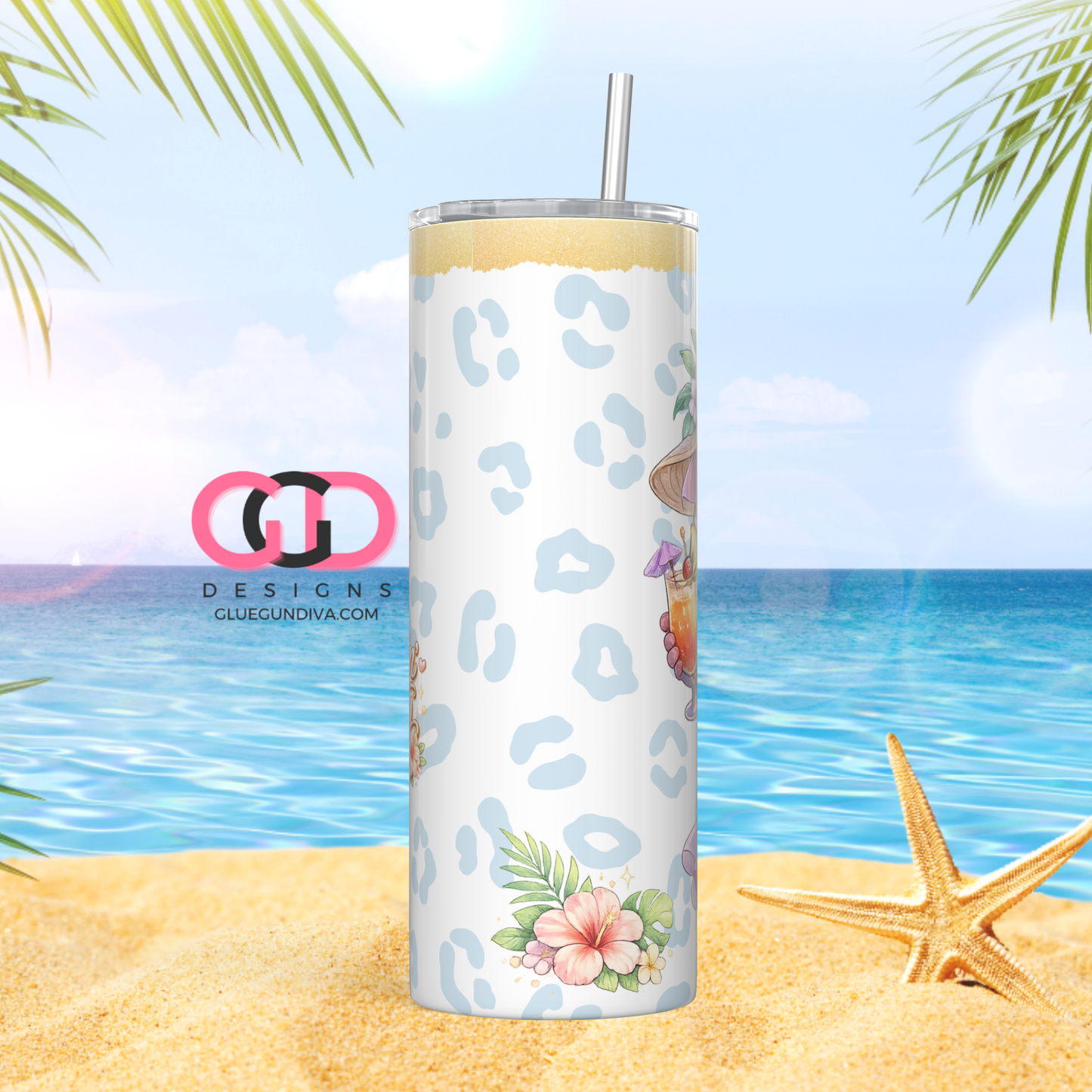 Sippin Pretty- Digital tumbler wrap for 20 oz skinny straight tumbler
