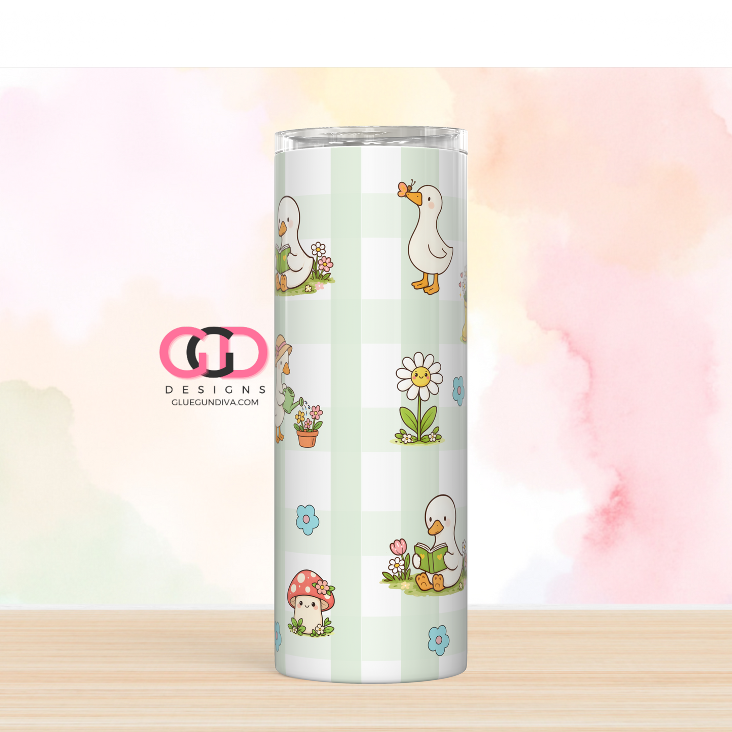 Spring Silly Goose - Digital tumbler wrap for 20 oz skinny straight tumbler