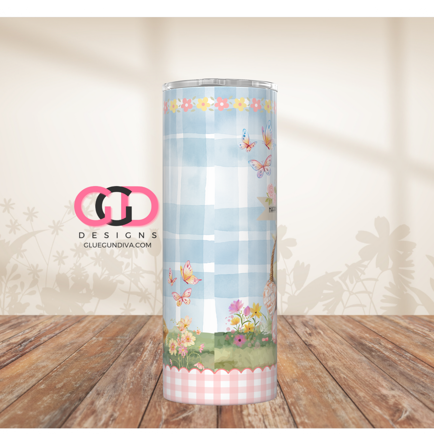 Poodle Easter Puppy Brown - Digital tumbler wrap for 20 oz skinny straight tumbler