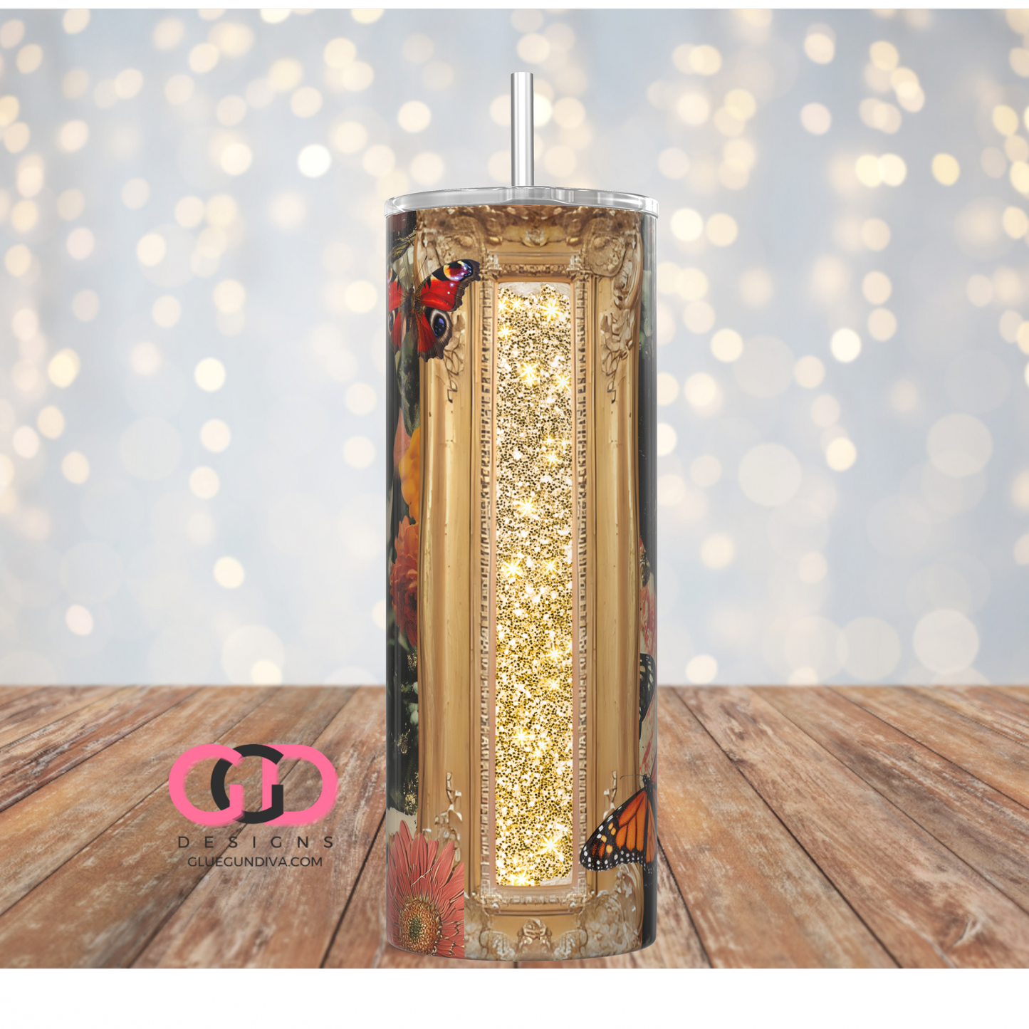 Glam Collage - Digital tumbler wrap for 20 oz skinny straight tumbler
