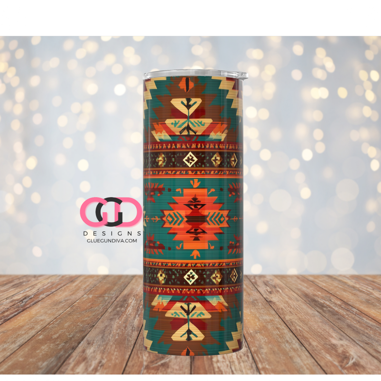 Native American Pattern - Digital tumbler wrap for 20 oz skinny straight tumbler