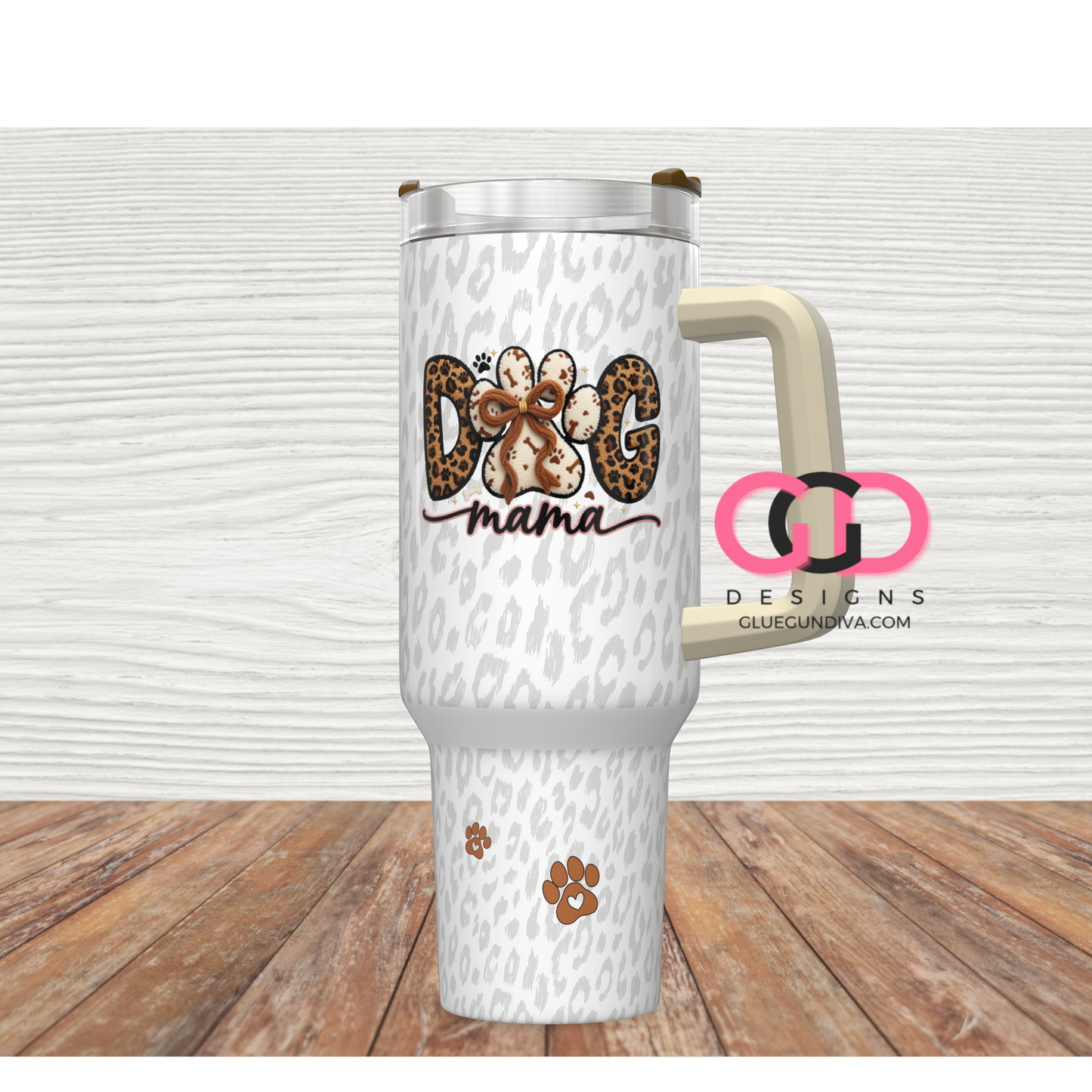 Dog Mama White - Digital tumbler wrap for 40 oz tumbler