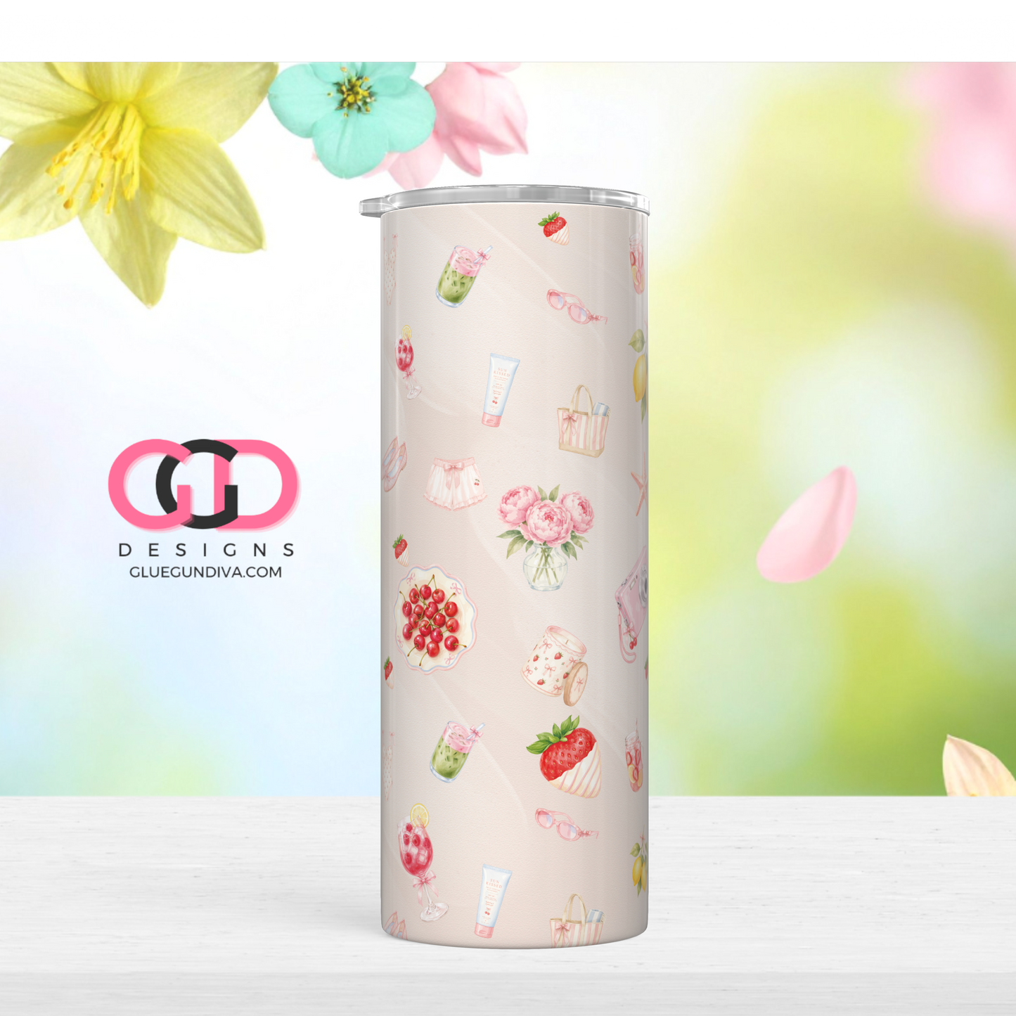 Soft Summer - Digital tumbler wrap for 20 oz skinny straight tumbler