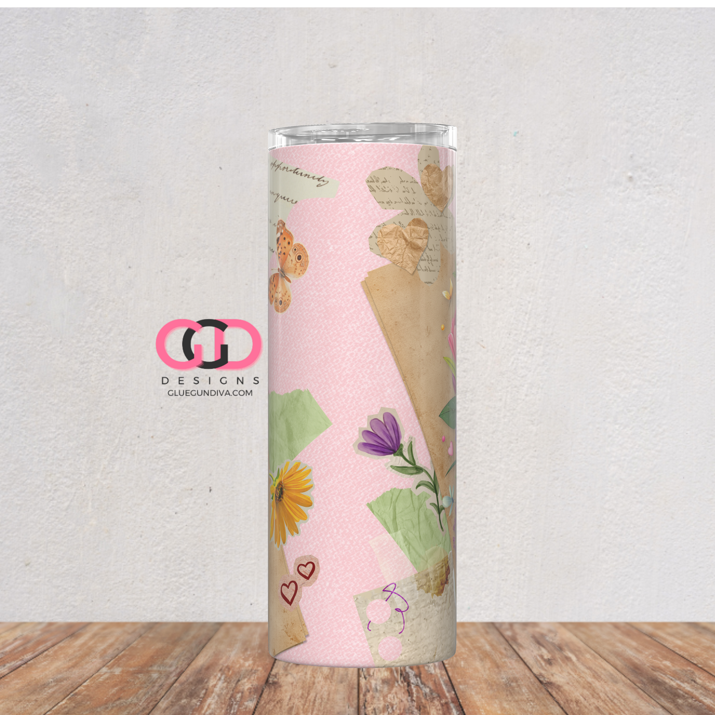 Feliz Dia De Las Madres Paper Collage - Digital tumbler wrap for 20 oz skinny straight tumbler