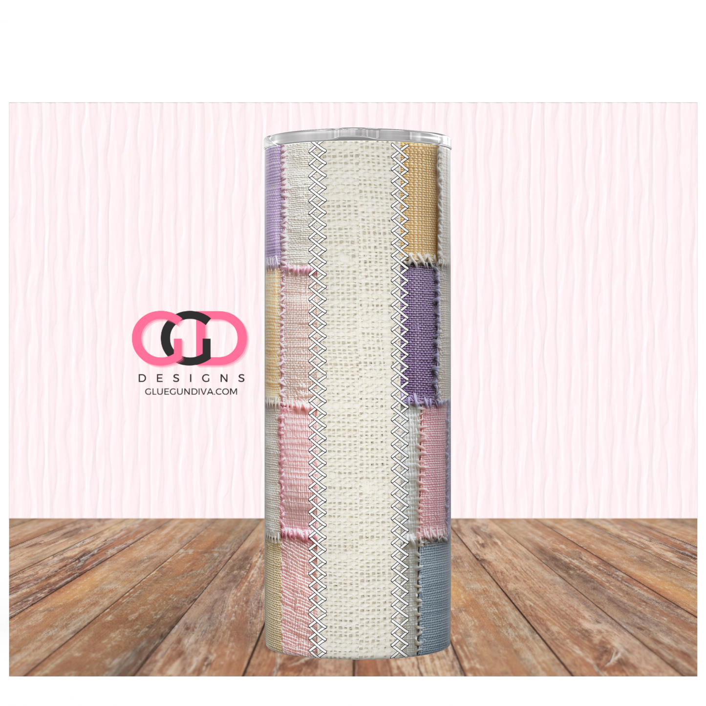 Pastel Patches- Digital tumbler wrap for 20 oz skinny straight tumbler