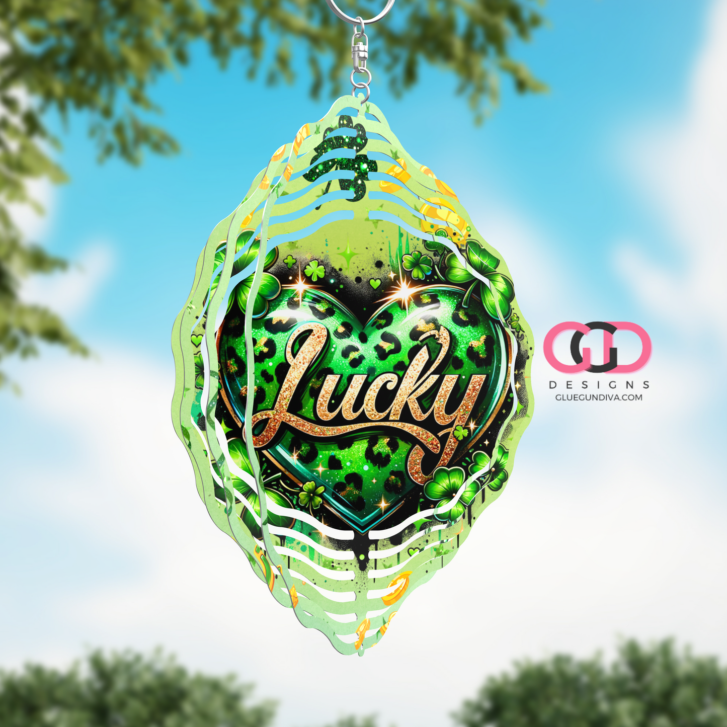 Lucky Heart - Digital image for an 8 Inch Wind Spinner