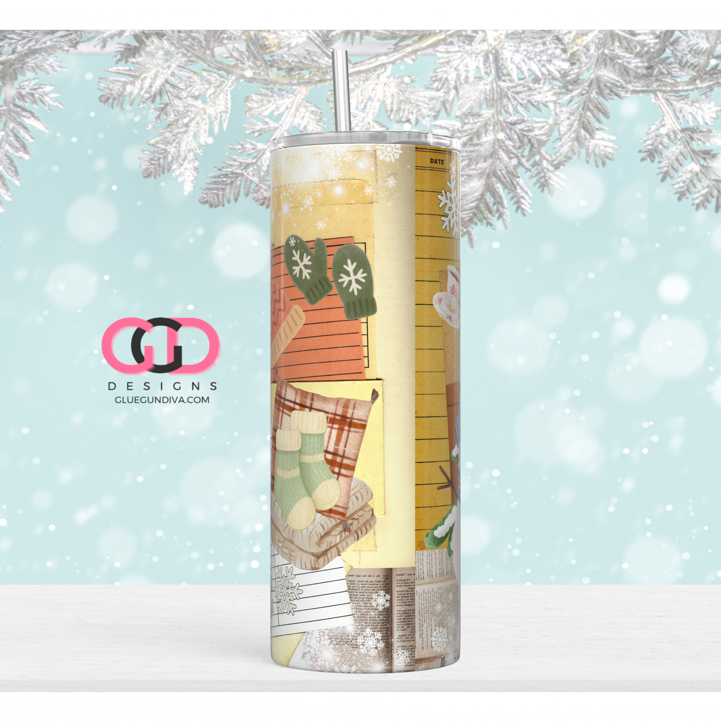 I'm All Booked Up This Winter - Digital tumbler wrap for 20 oz skinny straight tumbler