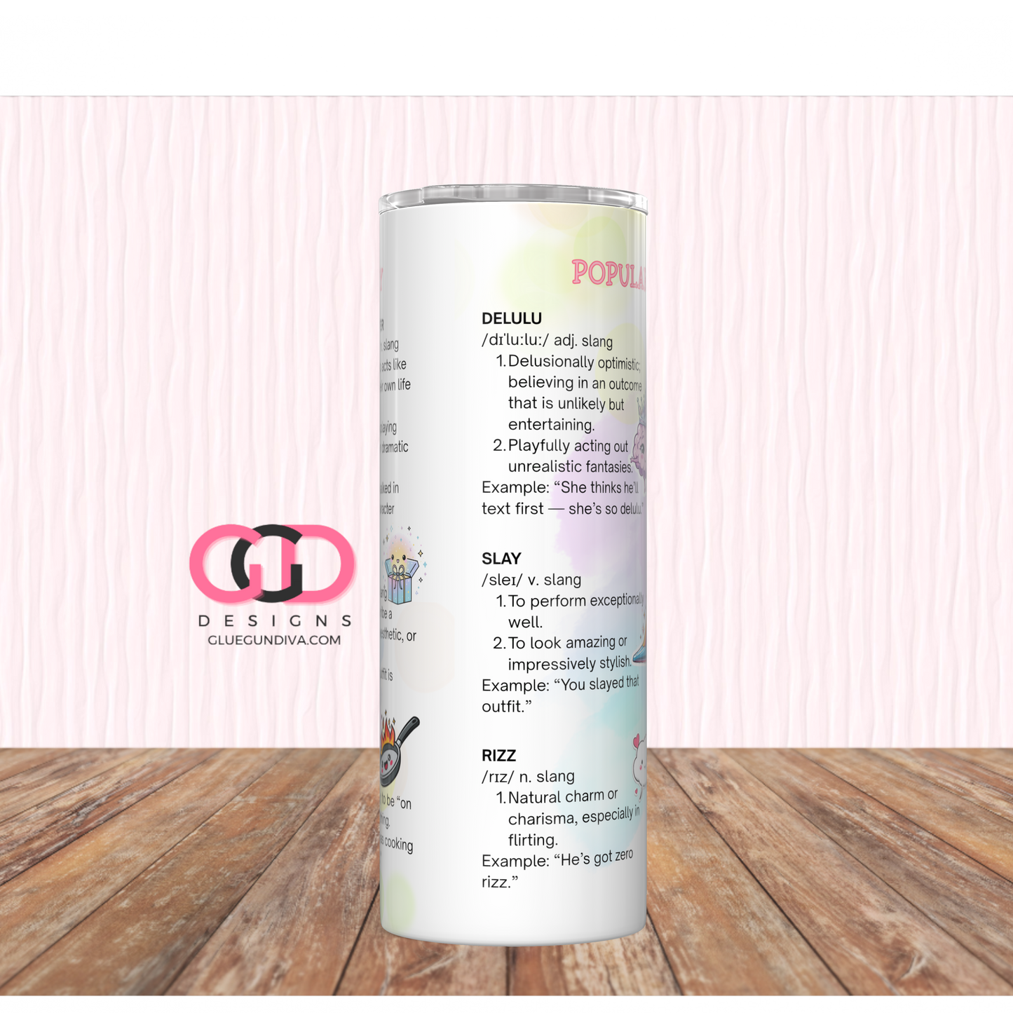 Popular Internet Slang Dictionary -Digital tumbler wrap for 20 oz skinny straight tumbler
