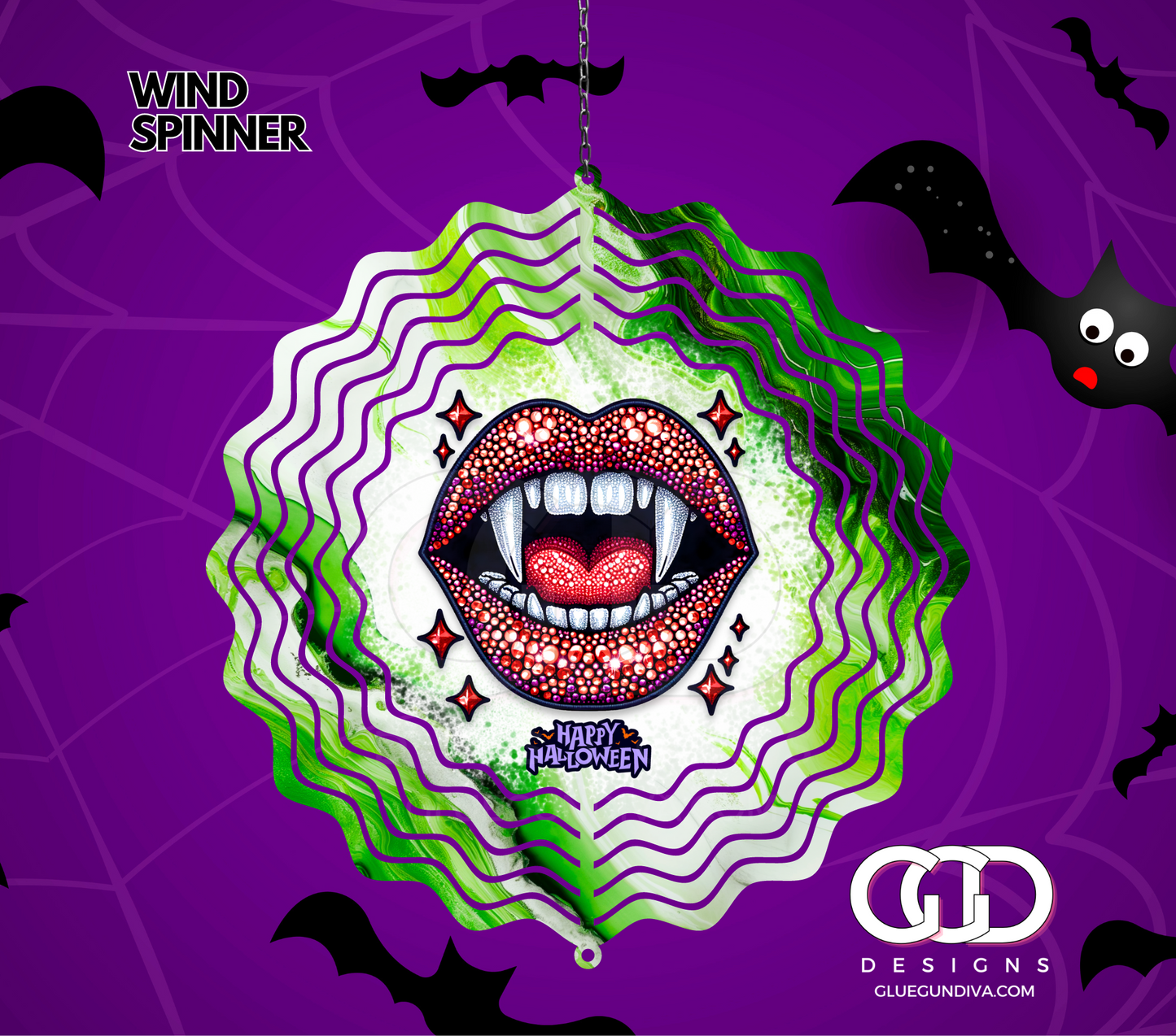Studded Fangs Halloween- Digital image for an 8 Inch Wind Spinner