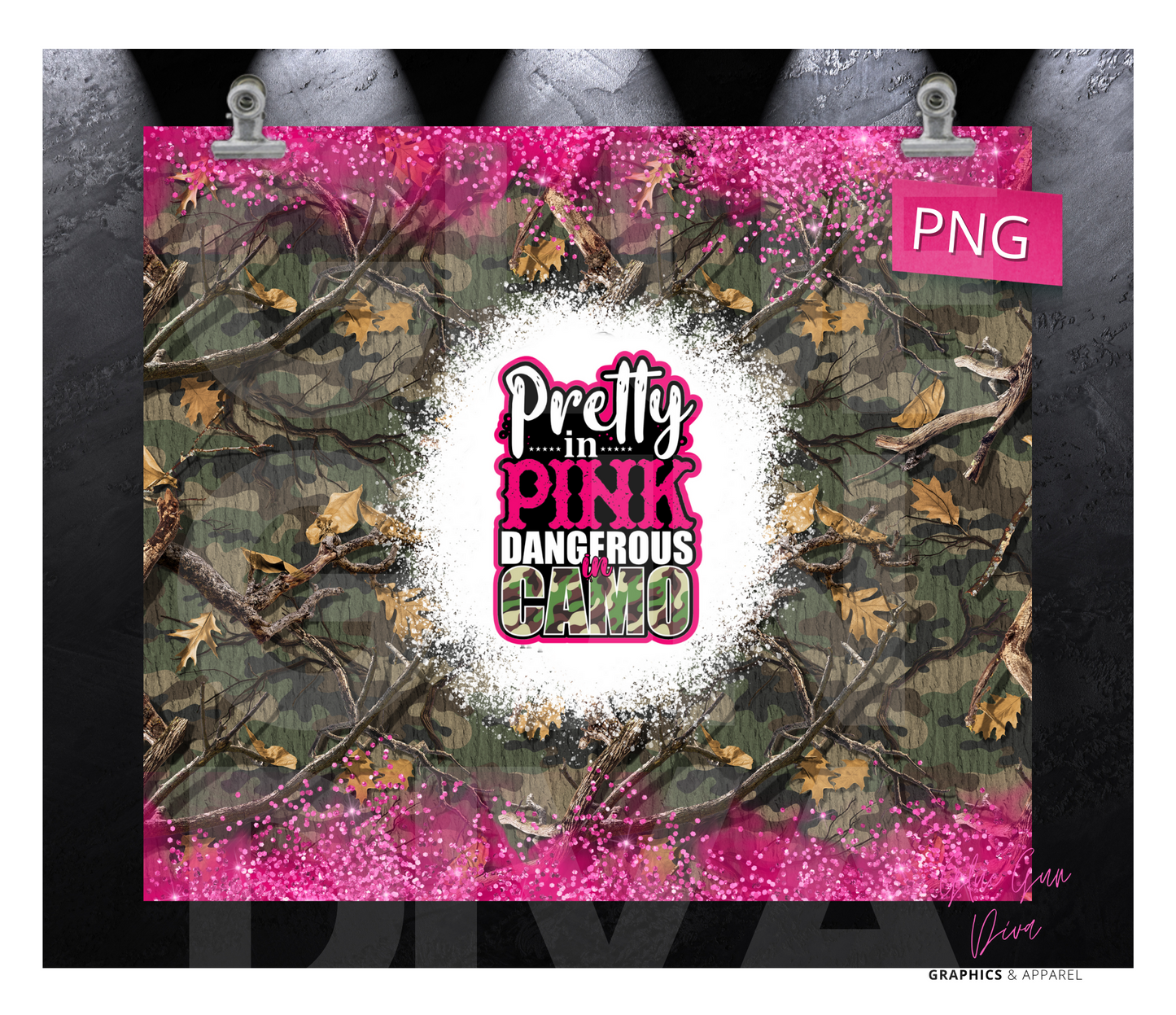 Pretty In Pink - Digital tumbler wrap for 20 oz skinny straight tumbler