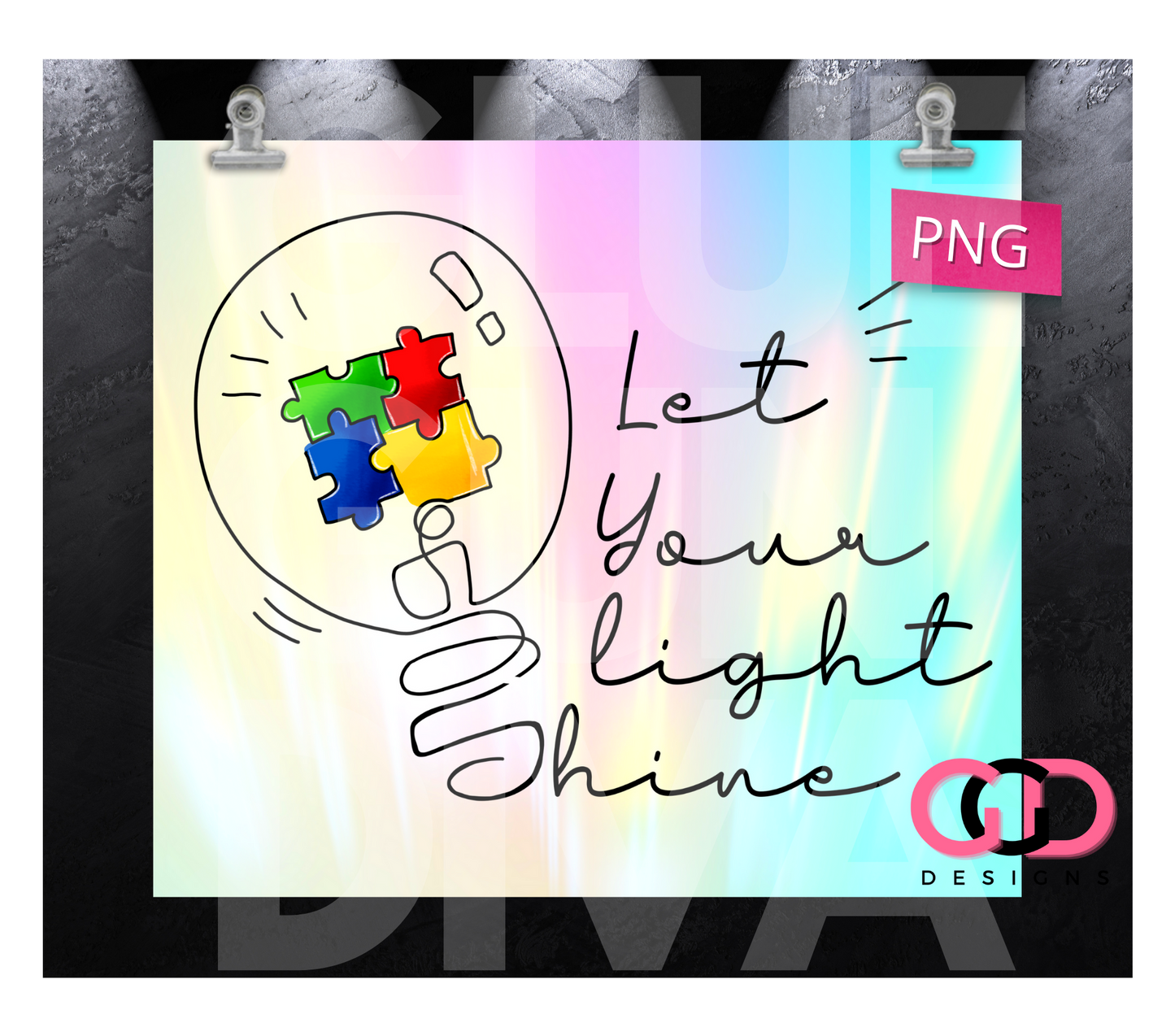 Let Your Light Shine - Digital tumbler wrap for 20 oz skinny straight tumbler