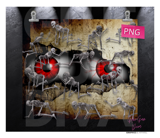 Eyes and skeletons - Digital tumbler wrap for 20 oz skinny straight tumbler