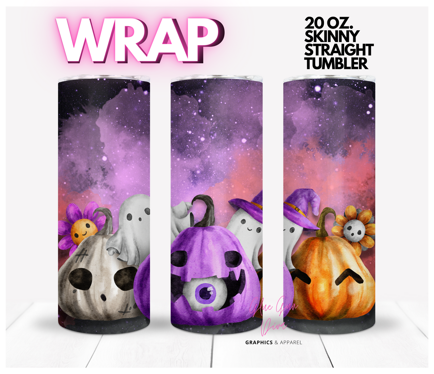 The Cutest Jack-o-lanterns - Digital tumbler wrap for 20 oz skinny straight tumbler