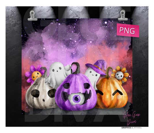 The Cutest Jack-o-lanterns - Digital tumbler wrap for 20 oz skinny straight tumbler