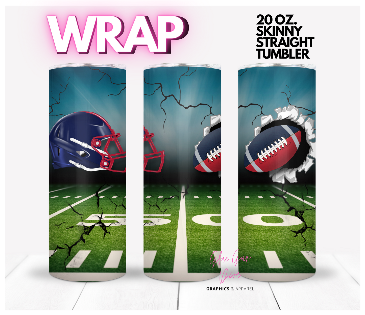 Football Fan Helmet and Football Houston Texans- Digital tumbler wrap for 20 oz skinny straight tumbler