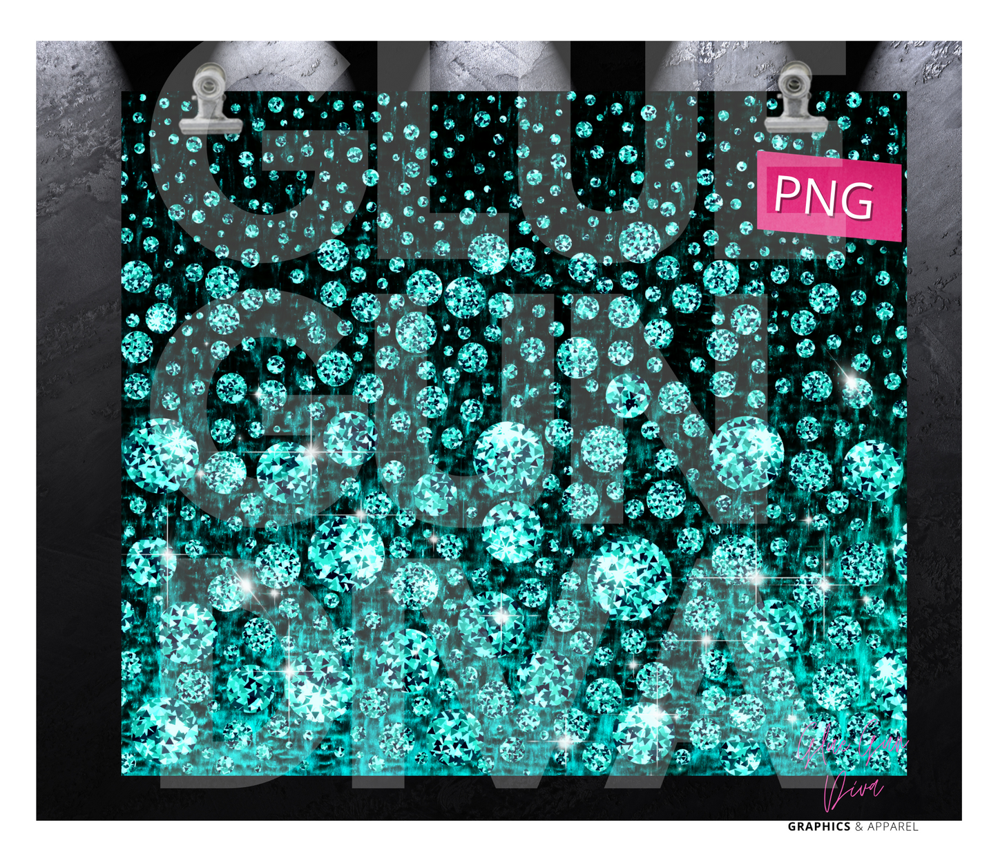 Teal Gems- Digital tumbler wrap for 20 oz skinny straight tumbler