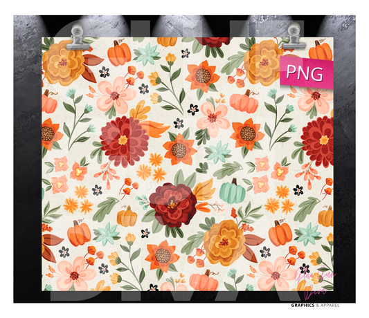 Fall Foliage - Digital tumbler wrap for 20 oz skinny straight tumbler