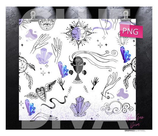 Purple Crystals - Digital tumbler wrap for 20 oz skinny straight tumbler