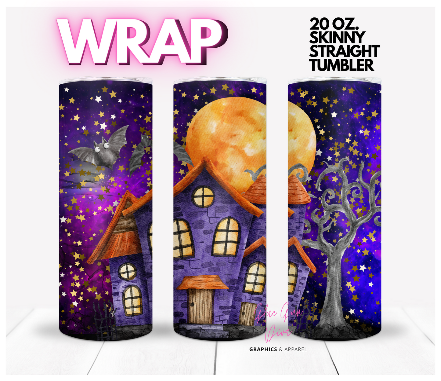 Haunted Mansion - Digital tumbler wrap for 20 oz skinny straight tumbler