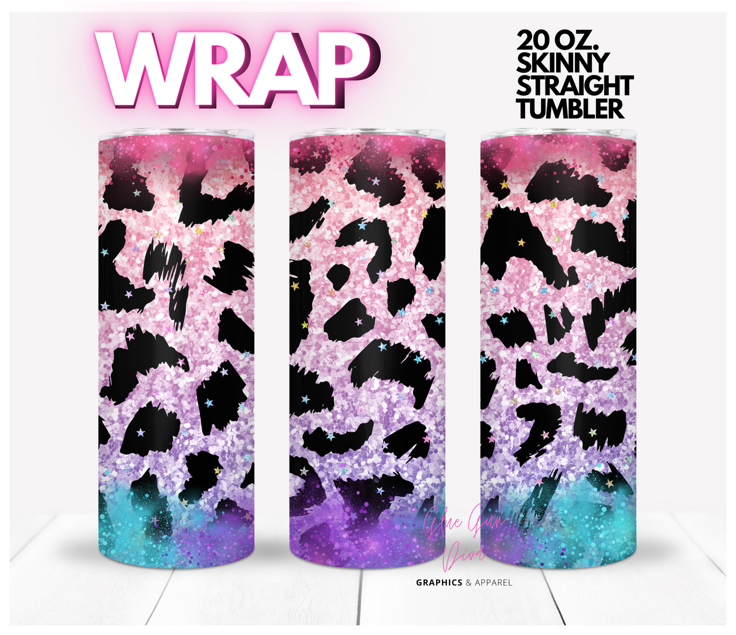 Fantasy Animal Print - Digital tumbler wrap for 20 oz skinny straight tumbler