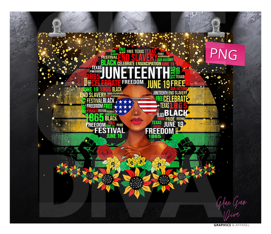 Juneteenth- Digital tumbler wrap for 20 oz skinny straight tumbler