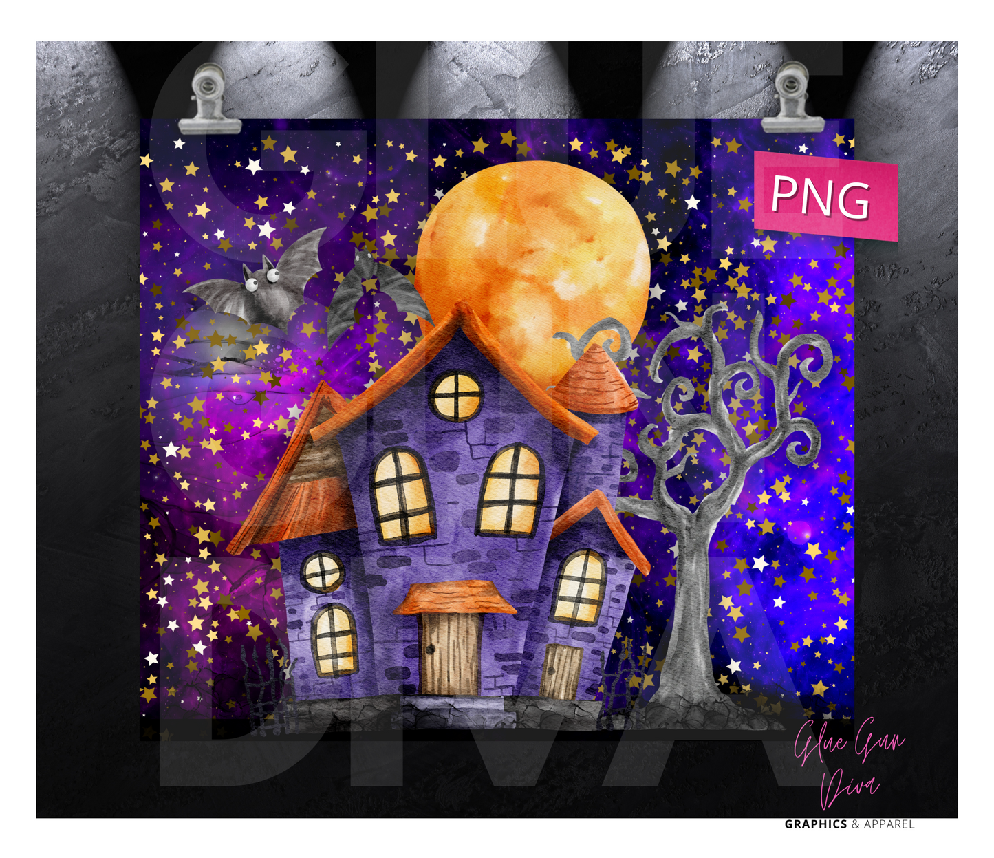 Haunted Mansion - Digital tumbler wrap for 20 oz skinny straight tumbler